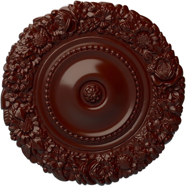 Ekena Millwork Marseille Ceiling Medallion (Fits Canopies up to 7 3/8"), Hand-Painted Brushed Mahogany, 21"OD x 2"P CM21MABMF - main